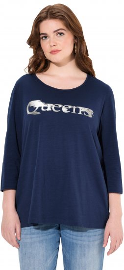 Ulla Popken Queens 3/4 Sleeve Graphic Tee Ink Blue - Trükitud/pildiga T-särgid naistele - 