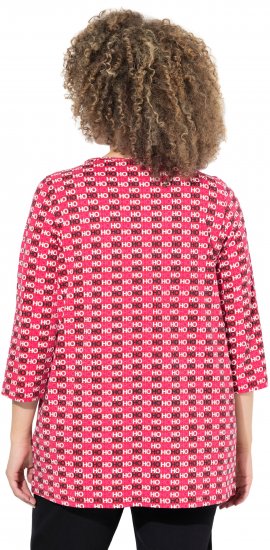 Ulla Popken Minimalist Ho Ho Ho Print 3/4 Sleeve Tee Salsa Red - Trükitud/pildiga T-särgid naistele - 