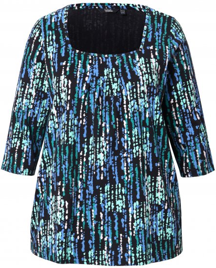 Ulla Popken Graphic Print Square Neck Tee Black - Trükitud/pildiga T-särgid naistele - 