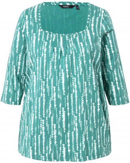 Ulla Popken Graphic Print Square Neck Tee Green - Ulla Popken - 