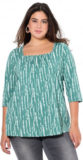 Ulla Popken Graphic Print Square Neck Tee Green - Ulla Popken - 