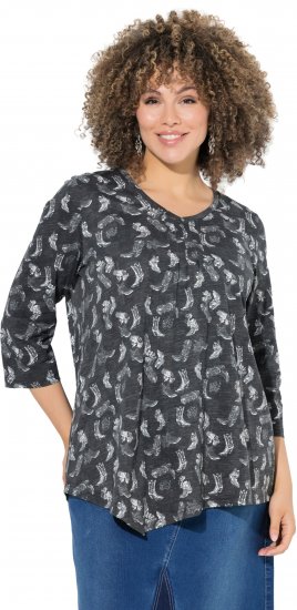 Ulla Popken Asymmetric Cowboy Boot Print Tee Black - Trükitud/pildiga T-särgid naistele - 