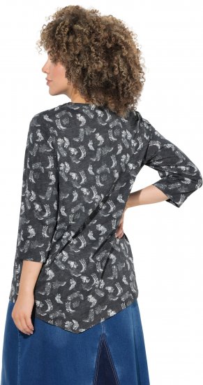 Ulla Popken Asymmetric Cowboy Boot Print Tee Black - Trükitud/pildiga T-särgid naistele - 