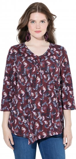 Ulla Popken Asymmetric Cowboy Boot Print Tee Dark Ruby - Trükitud/pildiga T-särgid naistele - 