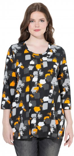 Ulla Popken Graphic Print 3/4 Sleeve Tee Black - Trükitud/pildiga T-särgid naistele - 