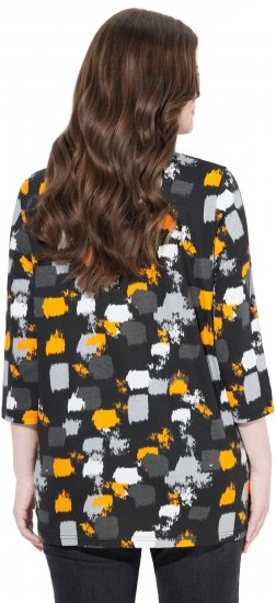 Ulla Popken Graphic Print 3/4 Sleeve Tee Black - Trükitud/pildiga T-särgid naistele - 