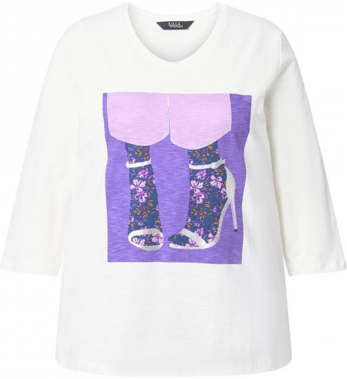Ulla Popken Fashion Graphic T-Shirt Off-White - Trükitud/pildiga T-särgid naistele - 