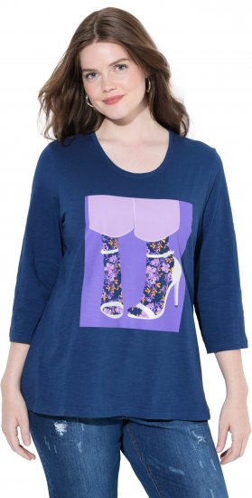 Ulla Popken Fashion Graphic T-Shirt Dark Blue - Trükitud/pildiga T-särgid naistele - 