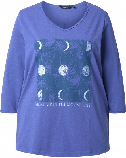 Ulla Popken Meet Me In The Moonlight 3/4 Sleeve Graphic Tee Atlantic Blue - Trükitud/pildiga T-särgid naistele - 