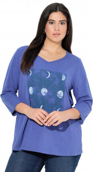 Ulla Popken Meet Me In The Moonlight 3/4 Sleeve Graphic Tee Atlantic Blue - Trükitud/pildiga T-särgid naistele - 