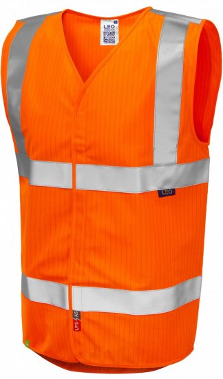 Leo Workwear Clifton Anti-static Waistcoat Hi-Vis Orange - Helkurvestid - Helkurvestid 3XL-6XL