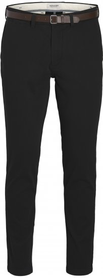 Jack & Jones Marco Adam Belted Slim Fit Chino Pants Black - Teksad ja püksid - Meeste suured teksad W40 – W70