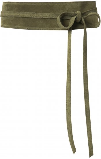 Ulla Popken Leather Tie Belt Olive Gray - Naiste vööd - 