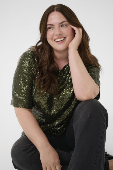 Kaffe Curve Mirana Sequin Blouse Ivy Green - Pluusid - 