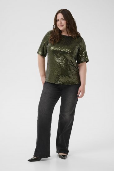 Kaffe Curve Mirana Sequin Blouse Ivy Green - Pluusid - 