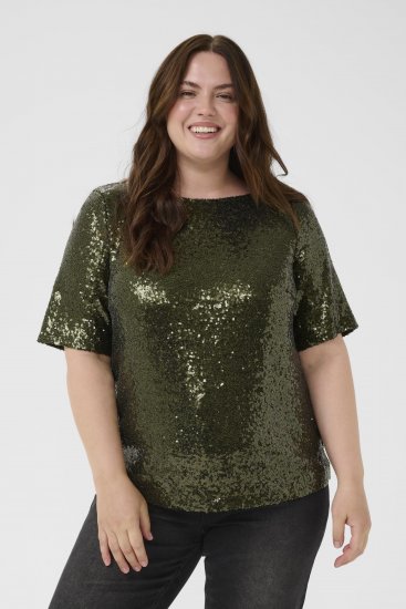 Kaffe Curve Mirana Sequin Blouse Ivy Green - Pluusid - 