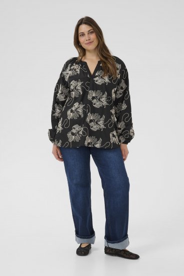Kaffe Curve Kimmie Blouse Black Chalk Embroidery - Pluusid - 