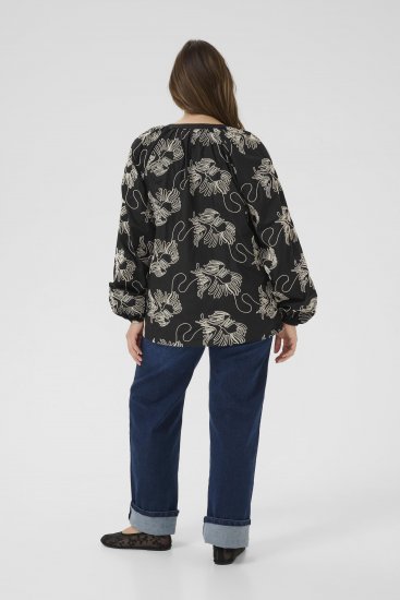 Kaffe Curve Kimmie Blouse Black Chalk Embroidery - Pluusid - 