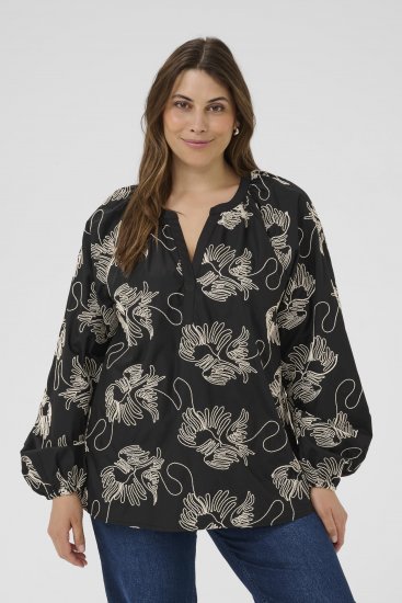 Kaffe Curve Kimmie Blouse Black Chalk Embroidery - Pluusid - 