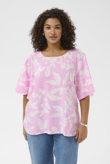 Kaffe Curve Marla Blouse Pink Frosting Chalk Leaf - Pluusid - 