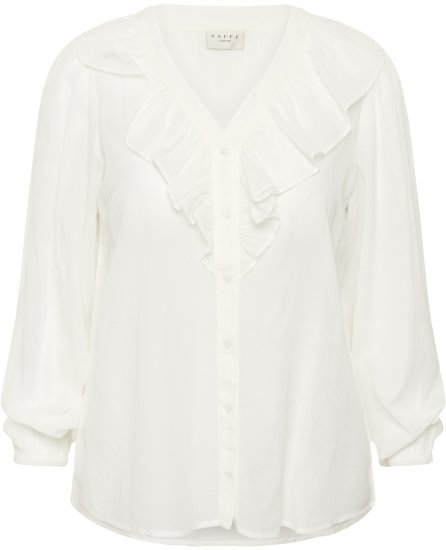 Kaffe Curve Lana Frill Blouse White - Pluusid - 