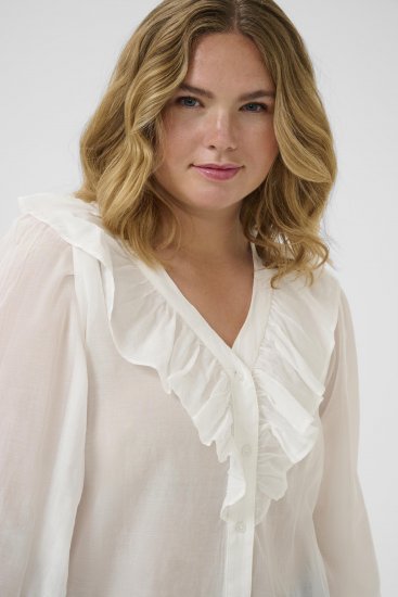 Kaffe Curve Lana Frill Blouse White - Pluusid - 