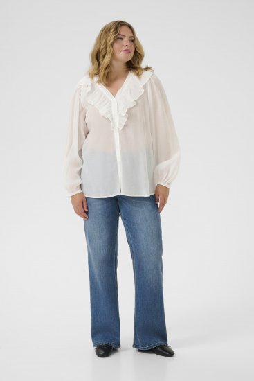 Kaffe Curve Lana Frill Blouse White - Pluusid - 