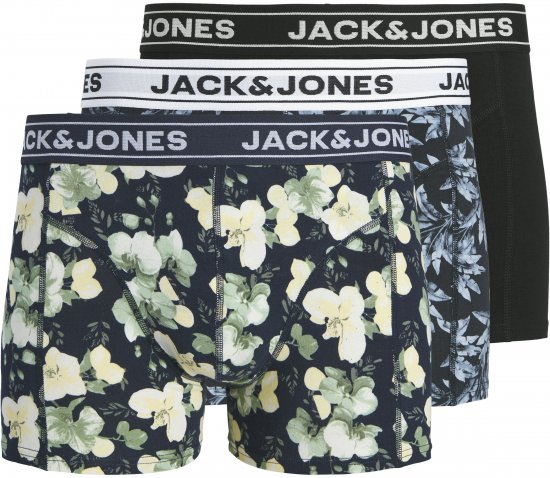 Jack & Jones Acray Flower Boxers 3-Pack Black/Navy - Aluspesu ja ujumisriided - Aluspesu 2XL-8XL