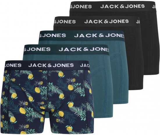 Jack & Jones Jake Lemon 5-Pack Trunks Black/Blue - Bokserid - Meeste suured bokserid
