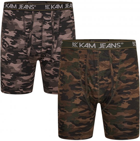 Kam Jeans 813 Camo Print Boxers Charcoal Khaki - Bokserid - Meeste suured bokserid