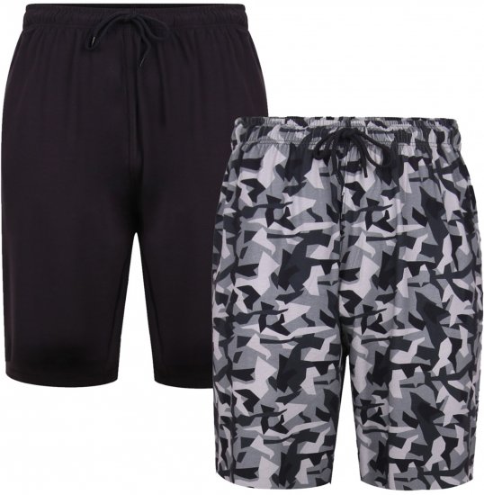 Kam Jeans Twin Pack Shorts Camo/Plain Black - Dressipüksid ja -šortsid - Spordipüksid ja Lühikesed Spordipüksid