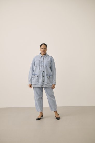 Kaffe Curve Ninna Casual Jacket Light Blue Washed - Joped - 