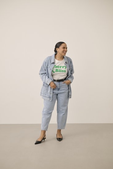 Kaffe Curve Ninna Casual Jacket Light Blue Washed - Joped - 