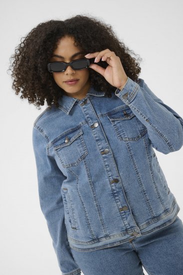 Kaffe Curve Vilana Denim Jacket Washed Blue - Teksajakid - 