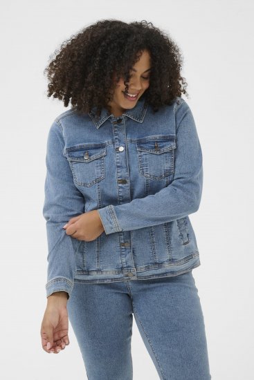 Kaffe Curve Vilana Denim Jacket Washed Blue - Teksajakid - 