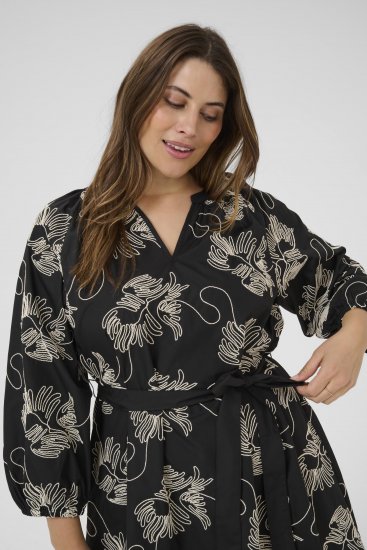 Kaffe Curve Kimmie Dress Black Chalk Embroidery - Midikleidid - 