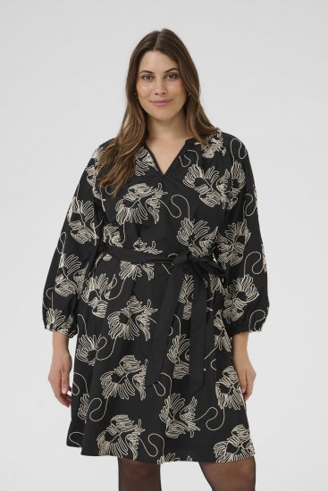 Kaffe Curve Kimmie Dress Black Chalk Embroidery - Midikleidid - 