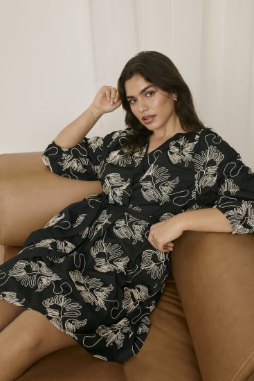 Kaffe Curve Kimmie Dress Black Chalk Embroidery - Midikleidid - 