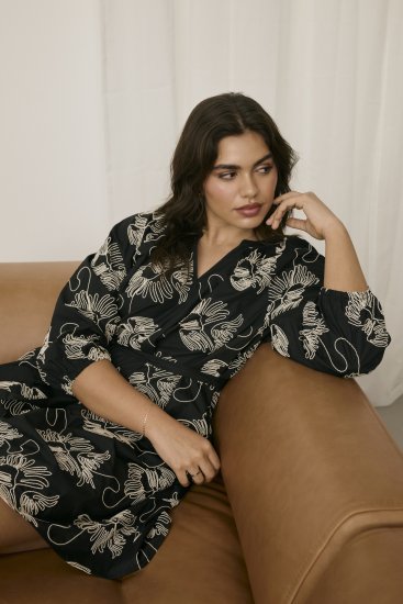 Kaffe Curve Kimmie Dress Black Chalk Embroidery - Midikleidid - 