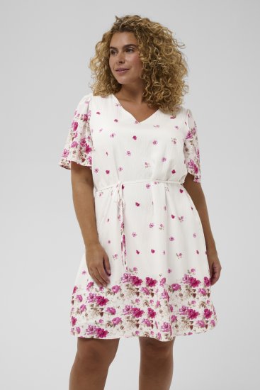 Kaffe Curve Rosa Mini Dress White Rose Border Flower - Minikleidid - 