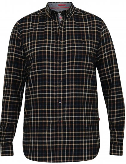 D555 Destin Checked Long Sleeve Shirt Black/Tan Check - Pikkade varrukatega särgid - 