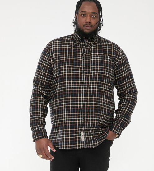 D555 Destin Checked Long Sleeve Shirt Black/Tan Check - Pikkade varrukatega särgid - 