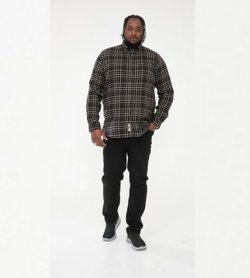 D555 Destin Checked Long Sleeve Shirt Black/Tan Check - Pikkade varrukatega särgid - 