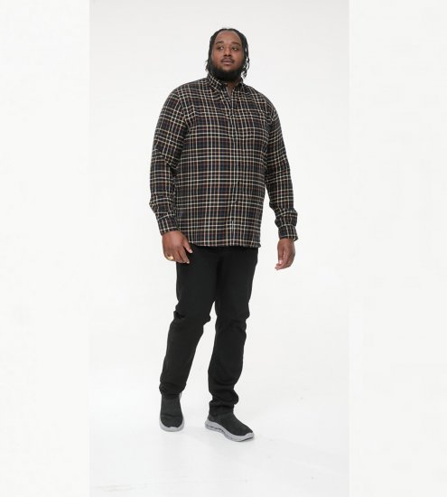 D555 Destin Checked Long Sleeve Shirt Black/Tan Check - Pikkade varrukatega särgid - 