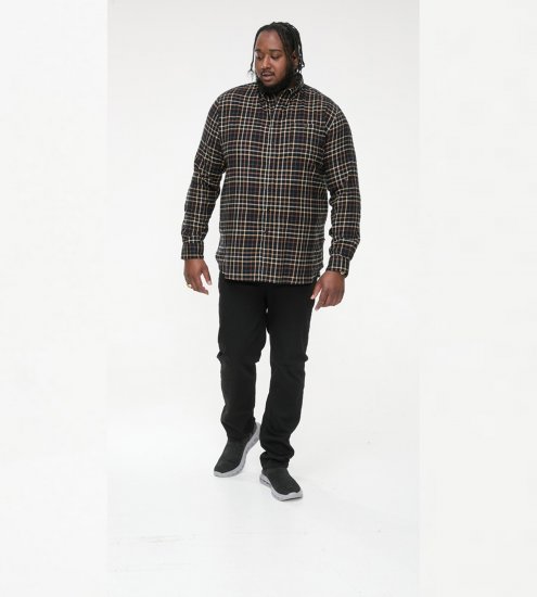 D555 Destin Checked Long Sleeve Shirt Black/Tan Check - Pikkade varrukatega särgid - 