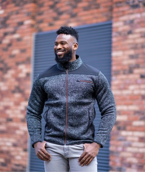 Kam jeans KV133 Twisted Marl Fleece Jacket Black - Jakid ja joped - Joped, suured suurused: 2XL – 12XL