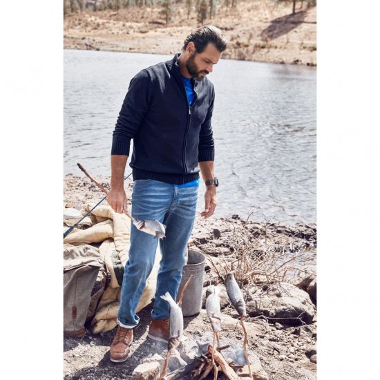 JP1880 Cardigan Knitted with Zipper Navy TALL - MEESTERIIDED MT-6XLT - Pikad meeste riided