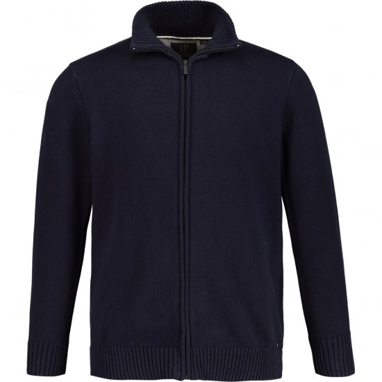 JP1880 Cardigan Knitted with Zipper Navy TALL - MEESTERIIDED MT-6XLT - Pikad meeste riided