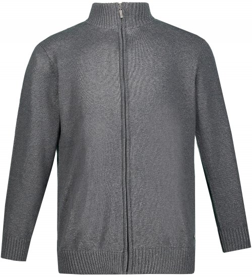 JP1880 Cardigan Knitted with Zipper Grey - Sviitrid ja dressipluusid - Meeste suured kapuutsiga jakid suurustes 2XL – 14XL