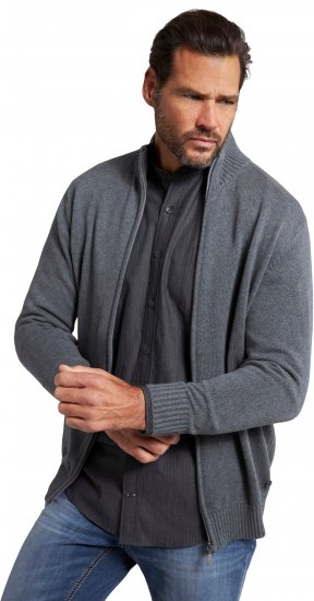 JP1880 Cardigan Knitted with Zipper Grey - Sviitrid ja dressipluusid - Meeste suured kapuutsiga jakid suurustes 2XL – 14XL